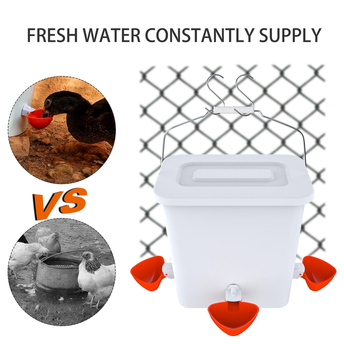 Large Automatic Chicken Feeder and Waterer Set Hanging Chicken Water Feeder Poultry Feed Bucket