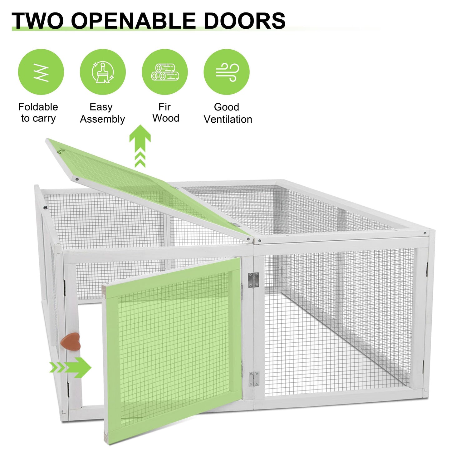 Chicken Coop Extension, Foldable Chicken Coop House Chicken Cage Wooden, Duck Chicken House Large Rabbit Enclosure Assembly Free (White)