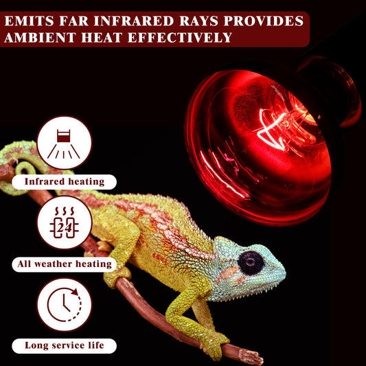 REPTI HOME Reptile Heat Lamp,50W Red Basking Spot Lamp Bulb for Chickens Amphibians, Infrared Heat Emitter Light for Coop