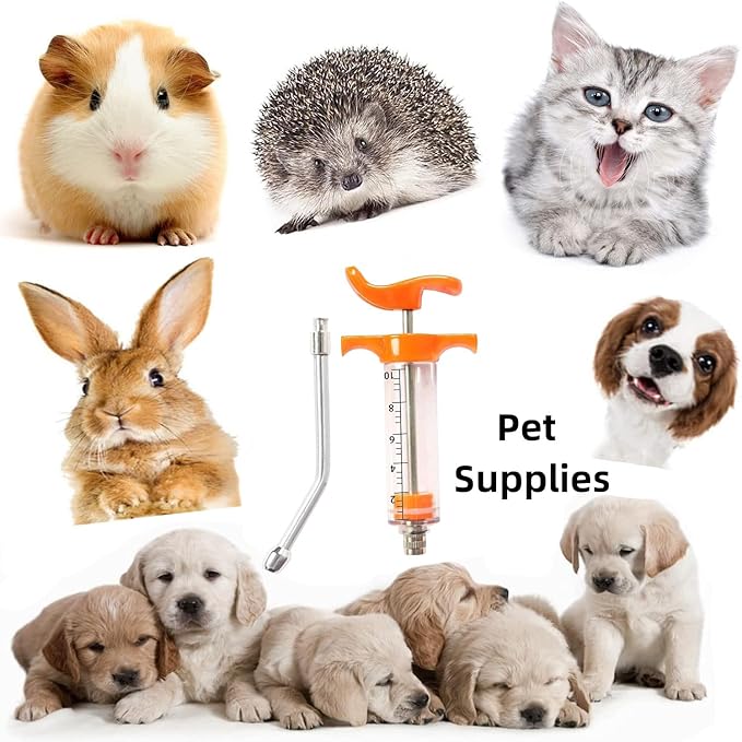 1 Pcs Goats Feed water filler, Drench Nozzle, Reusable, Adjustable Dosage, for Cattle, Sheep, Goats, Horse, Pig, Dog Supplies (Orange 10ml)