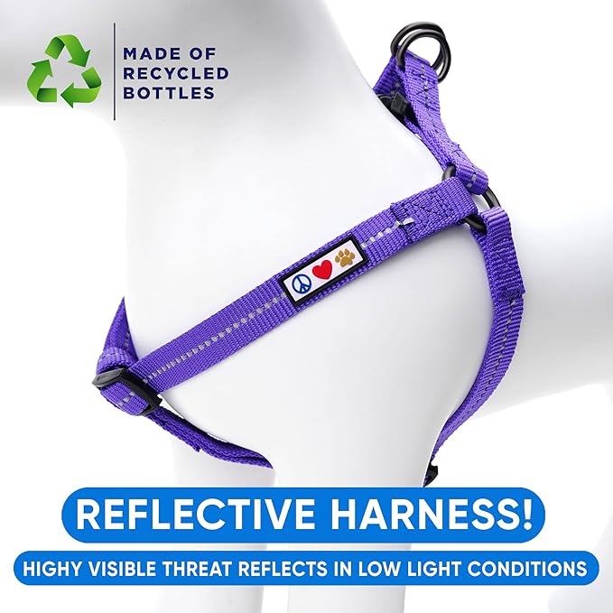 Pawtitas Recycled Dog Harness with Reflective Stitched a Puppy Harness Made from Plastic Bottles Collected from Oceans Extra Small Purple Quartz