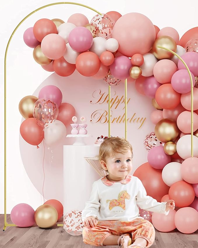Wedding Arch, Metal Arch Backdrop Stand, Balloon Arch Stand Wedding Frame for Ceremony Decoration (Gold, 7.2FT, 6FT Arch Backdrop)