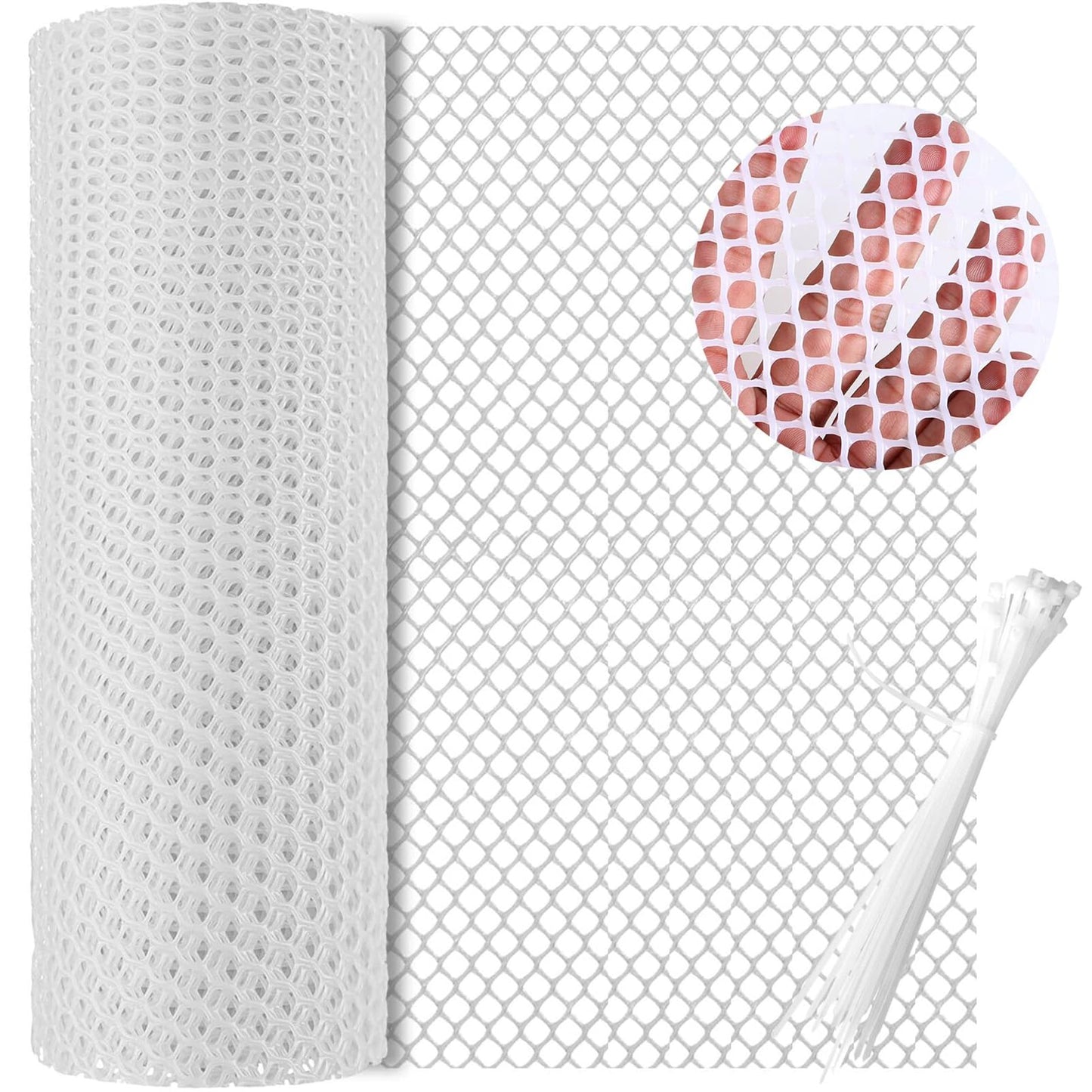 Plastic Chicken Wire Fence Mesh Poultry Fencing 15.7IN x 20FT Plastic Mesh with 25 Twist Ties Hexagonal Chicken Wire Frame Floral Netting for Gardening
