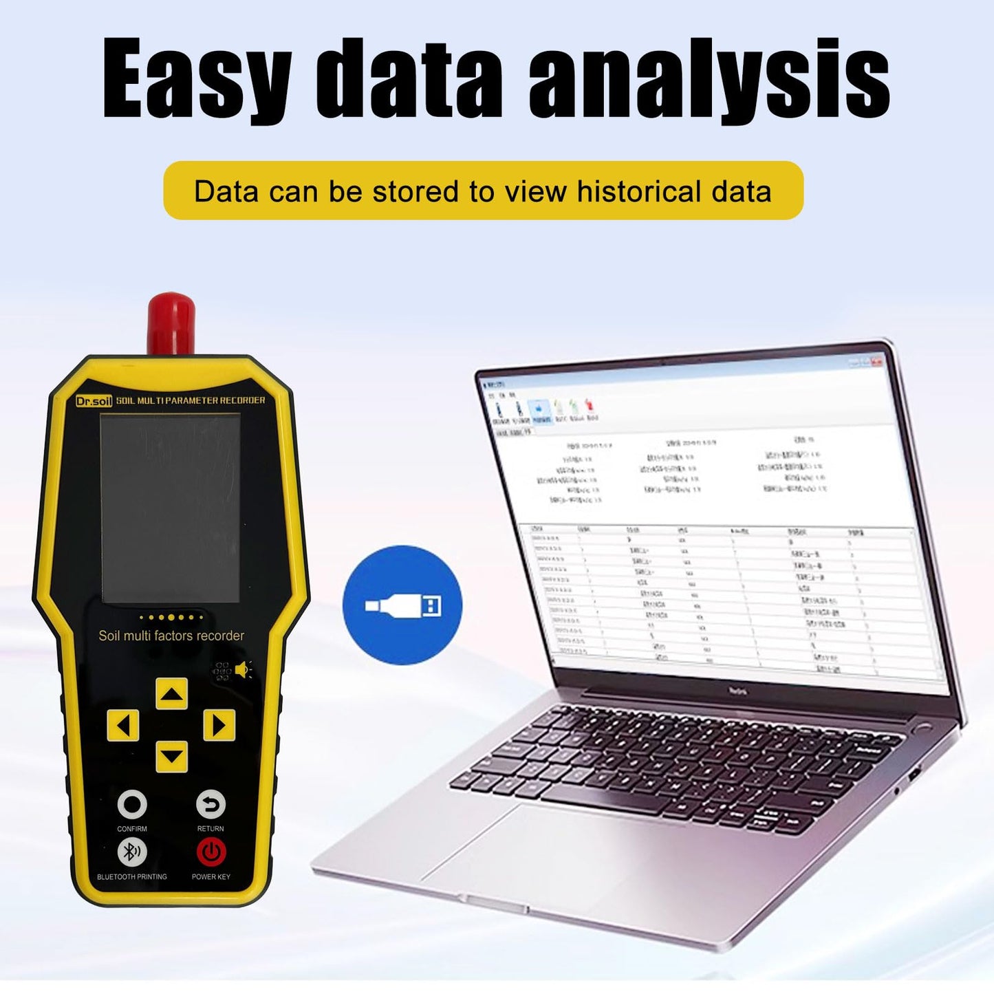 7 in 1 Soil Tester, Nitrogen Phosphorus Potassium NPK Tester, Handheld Soil PH Meter Kit, Temperature, Conductivity, Moisture, EC Meter for Petrochemical, Agriculture