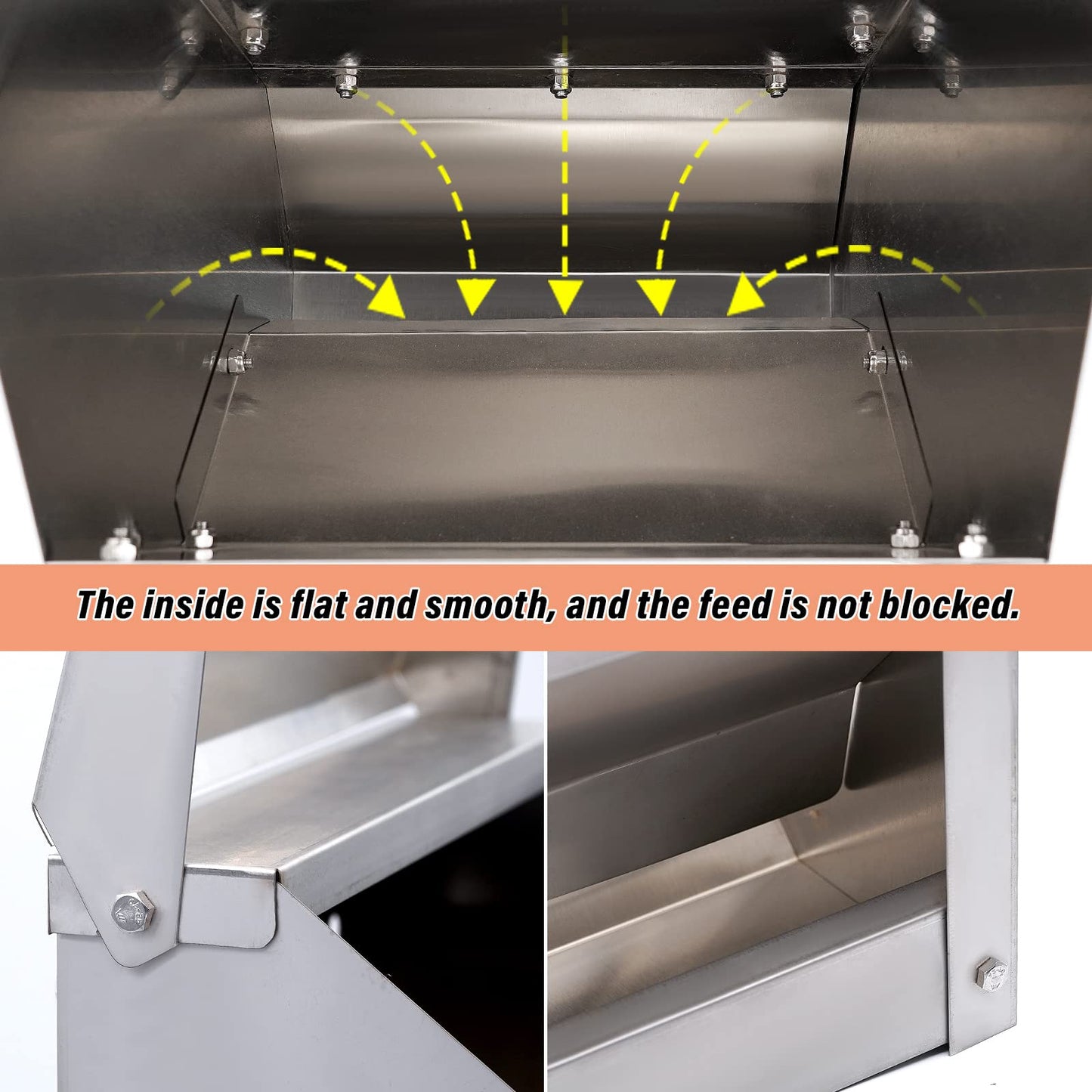 KHEARPSL Stainless Steel Wall Mounted Chicken Feeder Hanging Automatic Poultry Feeder with Lid Weatherproof Metal Poultry Feeders Trough(10LB Capacity)