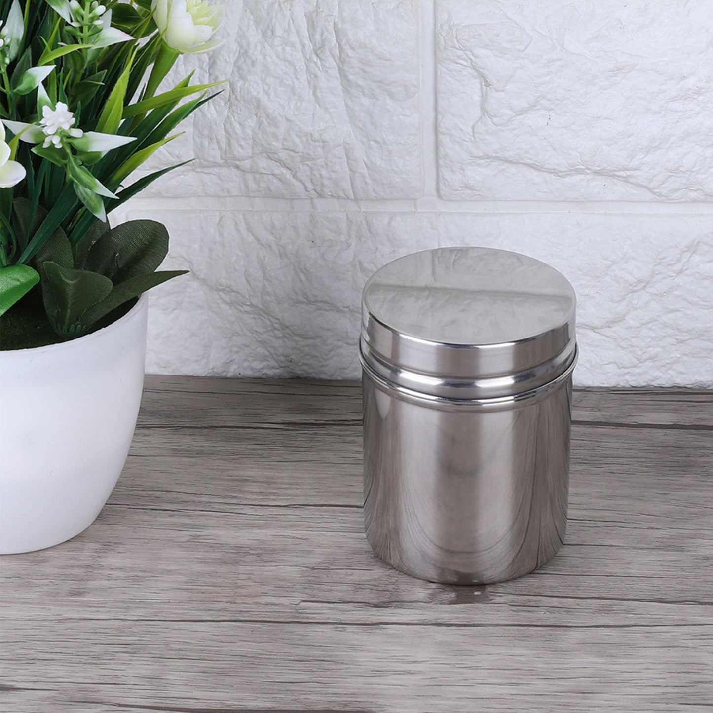Cunyuer 304 Stainless Steel Sealed Food Storage Jar, 8.5 X 7 cm Portable Tea Coffee Beans Container, Stainless Steel Sealed Storage Jar Easy for Travel Outdoor and Camping