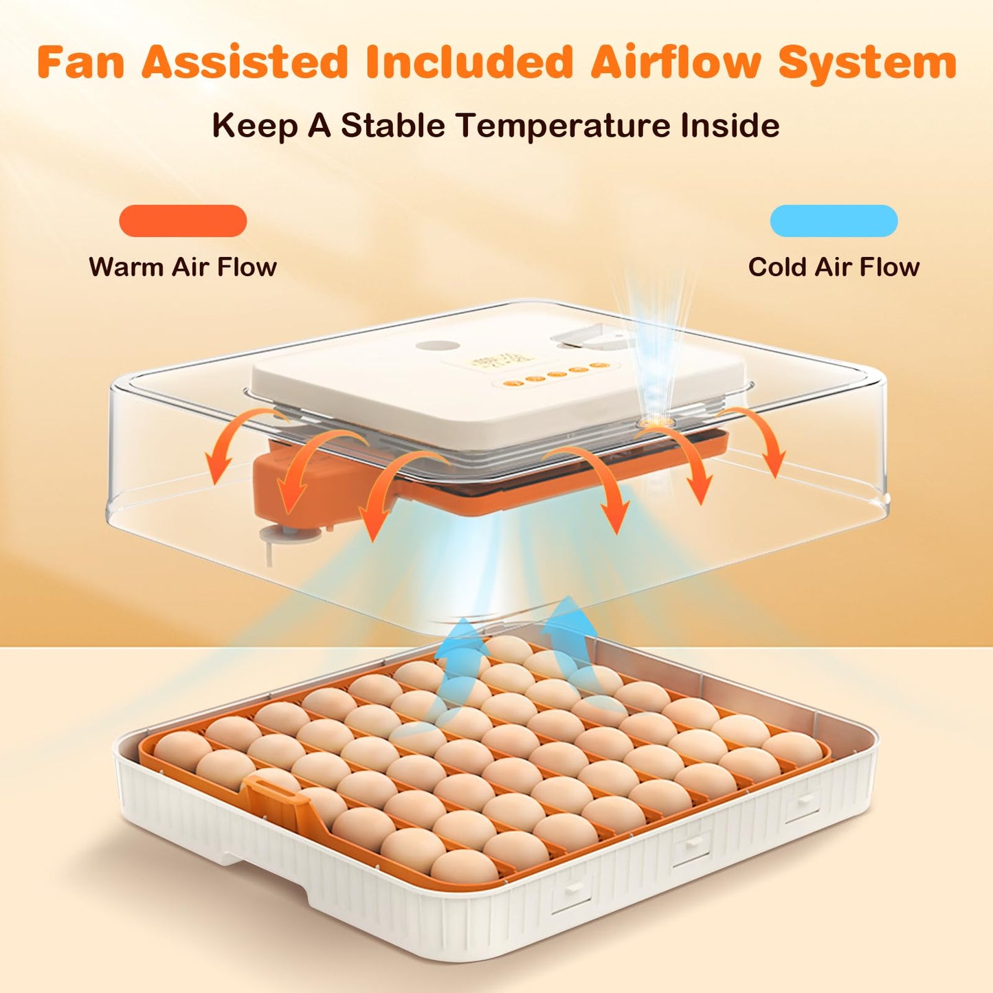 APODESS 56 Egg Incubator for Hatching Eggs, Egg Incubators with Automatic Egg Turning, Temperature and Humidity Control, Egg Candler, Automatic Water Bottle Refill, Incubator for Chicken, Ducks, Goose