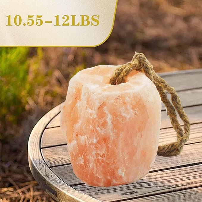 3 Pack Himalayan Salt, Lick Natural Mineral Block Rope Long-Lasting Raw Pink Salt Lick Suitable for Horses, Deer, Cattle, Goats and Other Livestock(10.55-12 LBS)