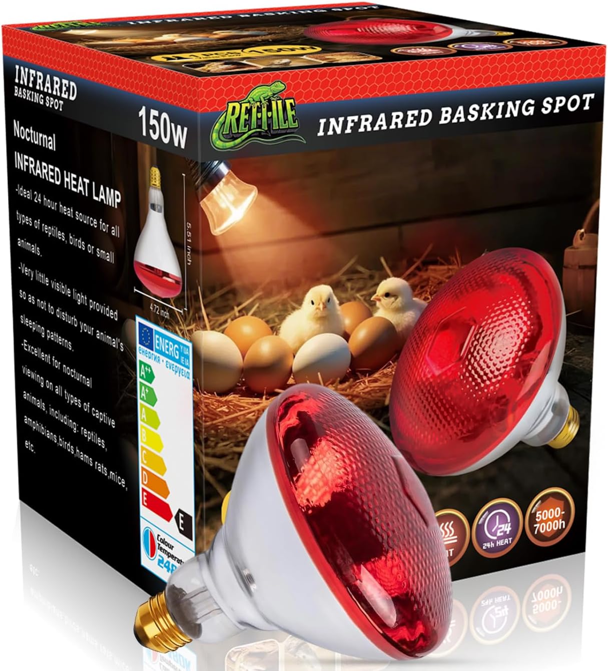 MISDOOD Infrared Heat Lamp for Chickens, 150 Watts Red Heat Lamp Bulb, Heat Light Bulb for Brooder Coop, Food Service, Chicks, Pet, Reptile, 1 Pack