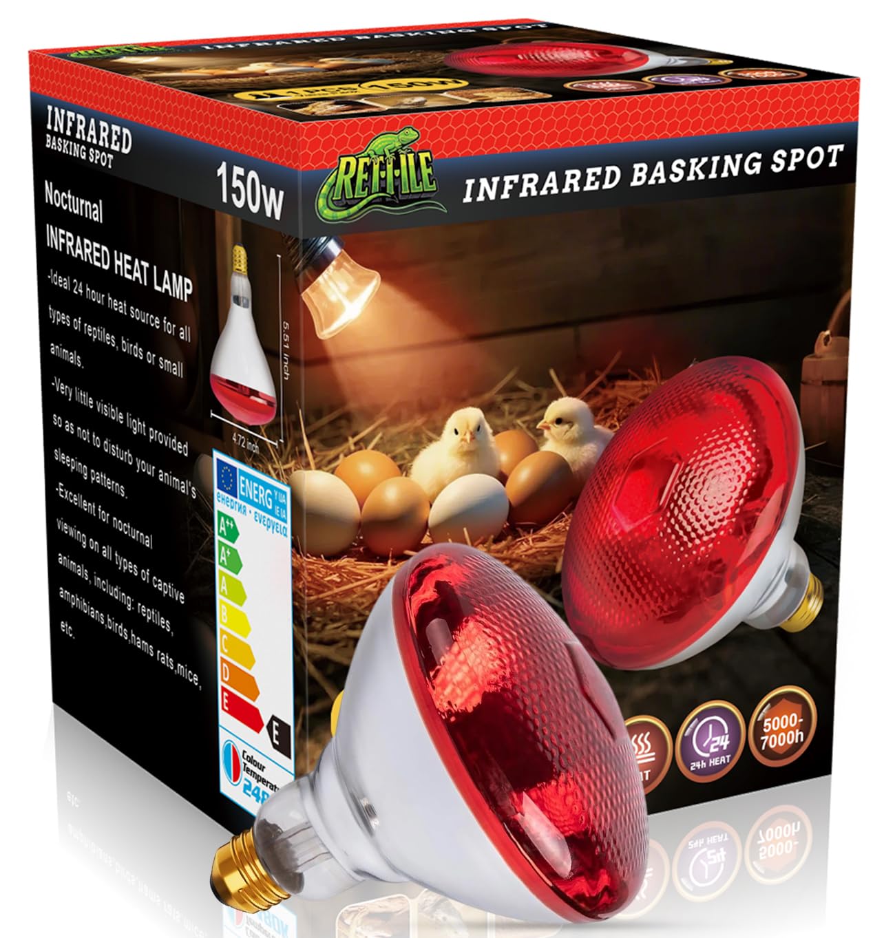 MISDOOD Infrared Heat Lamp for Chickens, 150 Watts Red Heat Lamp Bulb, Heat Light Bulb for Brooder Coop, Food Service, Chicks, Pet, Reptile, 1 Pack