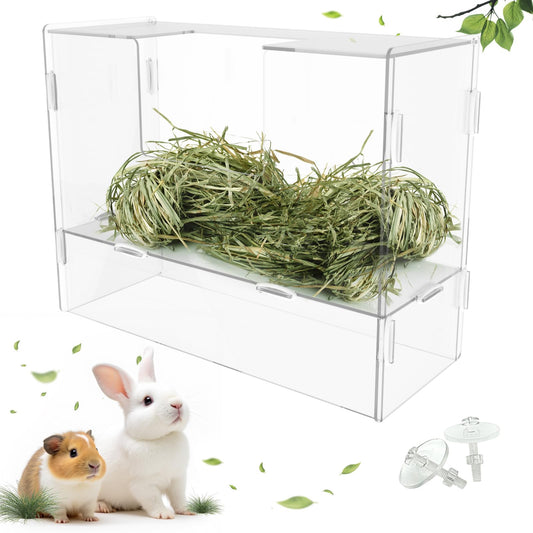 UCANVIN Rabbit Hay Feeder with Lid,Hanging Food Dispenser for Rabbit, Guinea Pig, Bunny, Chinchilla, 116oz Large Capacity 1pack