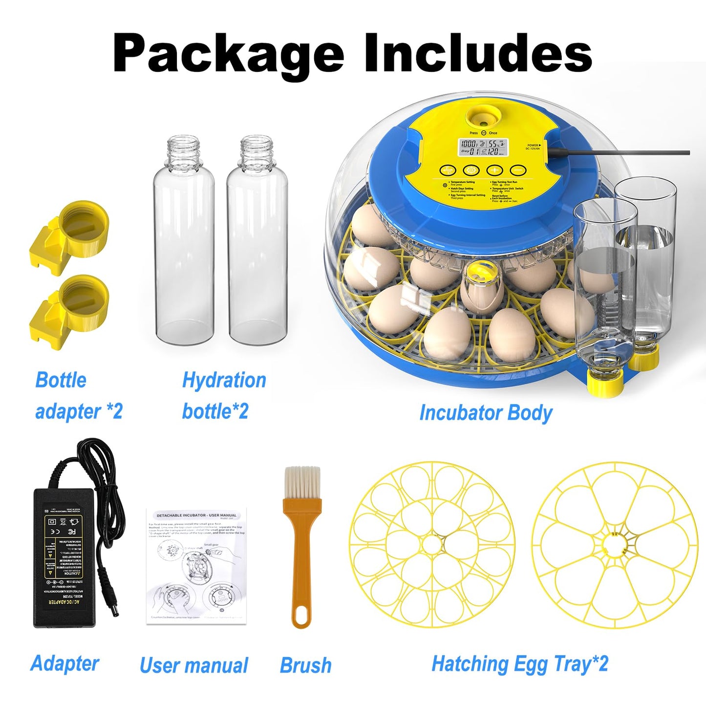 Incubators for Hatching Eggs-18 Egg Incubator with Automatic Egg Turning and Humidity Control, Incubadora de Huevos de Gallina for Chicken, Ducks, Goose, Pigeon, Quail, Smart Incubator with Egg Candle