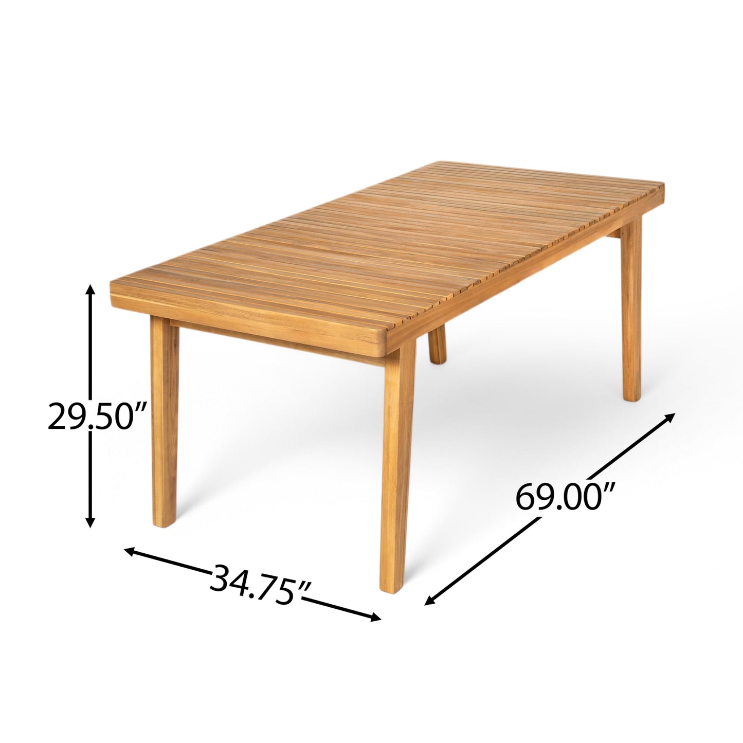 Christopher Knight Home Hobson Acacia Wood Outdoor Dining Table for 6, Wooden Patio Farmhouse Dining Table, Rectangle Slatted Top for Outdoor Gatherings, Natural Finish