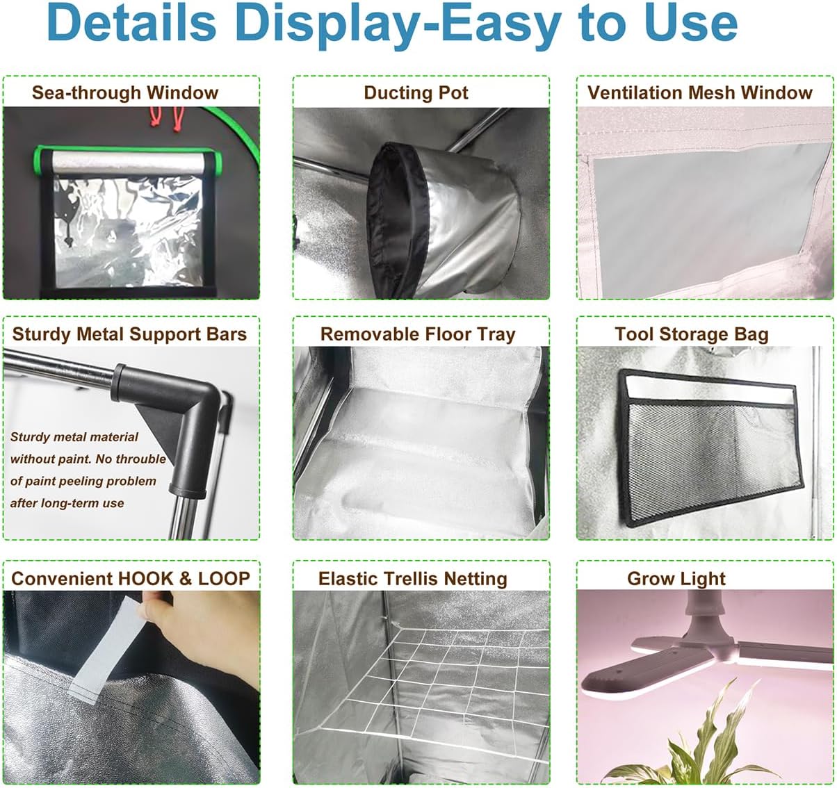 24"x24"x55" Grow Tent Kit, Indoor Grow Tent Complete System High Reflective Mylar Growing Tent +Full Spectrum LED Grow Light Combo,Hydroponics Indoor Plant Growing Tent + Carbon Filter