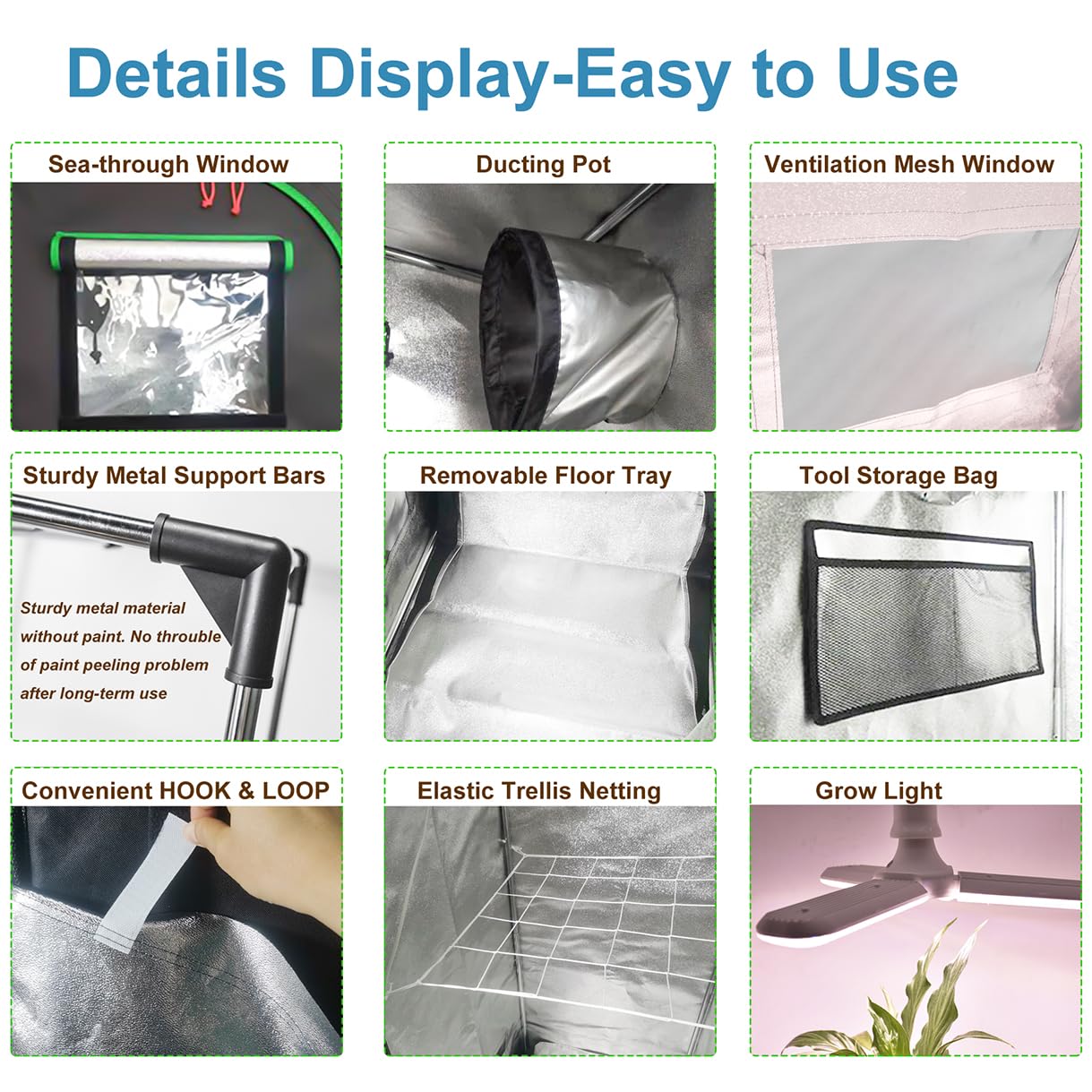 24"x24"x55" Grow Tent Kit, Indoor Grow Tent Complete System High Reflective Mylar Growing Tent +Full Spectrum LED Grow Light Combo,Hydroponics Indoor Plant Growing Tent + Carbon Filter