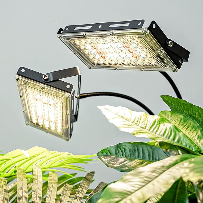 LORDEM Grow Light with Stand, Full Spectrum LED Plant Light for Indoor Plants, 200W Dual Heads Grow Lamp with Auto On/Off Timer, 3 Lighting Modes, 6 Dimmable Levels, Adjustable Tripod 15-63 inches
