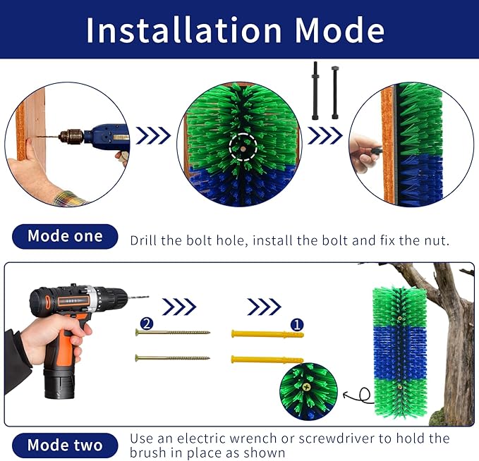 Livestock Scratching Brush Goat Scratcher Full Massage Grooming Brush with 8 Screws for Cattle, Sheep, Horses, Pigs