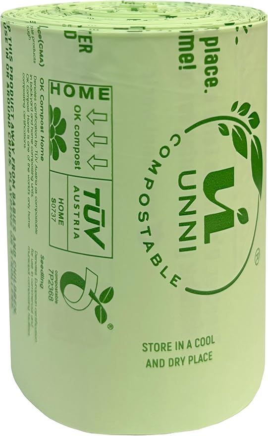 UNNI Compostable Lawn & Leaf Bags, 30-33 Gallon / 124 Liter, 40 Count Value Pack, Extra Thick 1.1 mil Yard Waste & Food Scrap Liners, BPI, CMA & OK compost HOME Certified (Meets ASTM D6400)