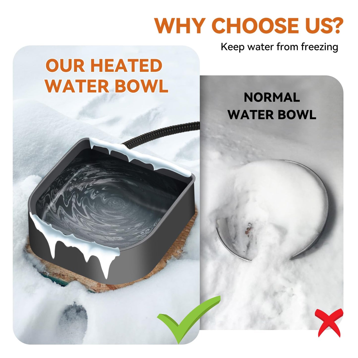 NAMSAN Small Heated Pet Bowl for Cats Rabbits, Outdoor and Indoor, 1 L Heated Water Bowl for Chicken Birds Ice Free, Thermal-Bowl for Dog Cage, Hanging Kennel Dish, Self-Assembly