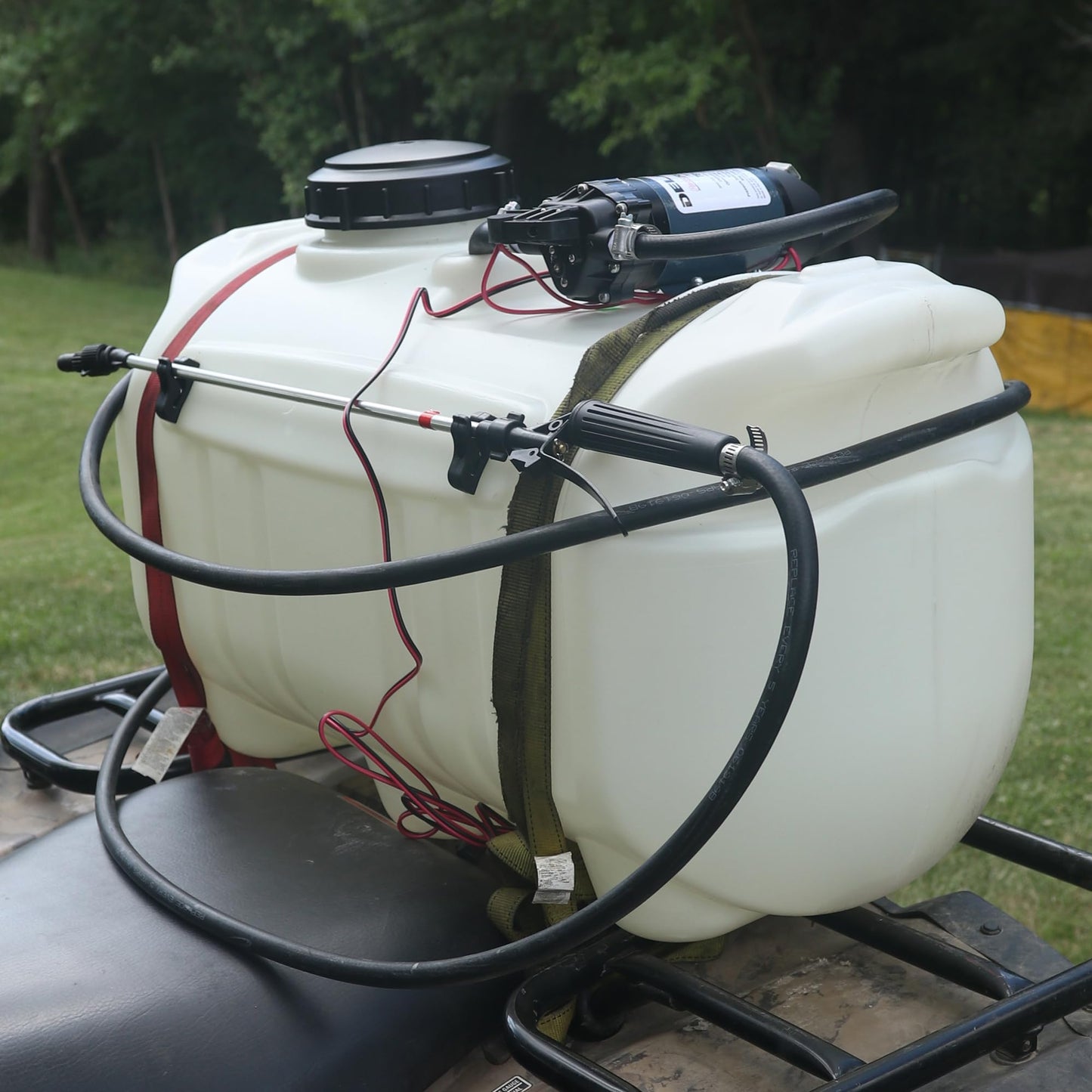 Precision Products High-Performance ATV Sprayer, 25-Gallon Pull Behind Sprayer with 1 GPM, 60 PSI, 6 Inch Tank Opening, 18 Inch Wand, Tow Behind, Translucent White, Made in USA