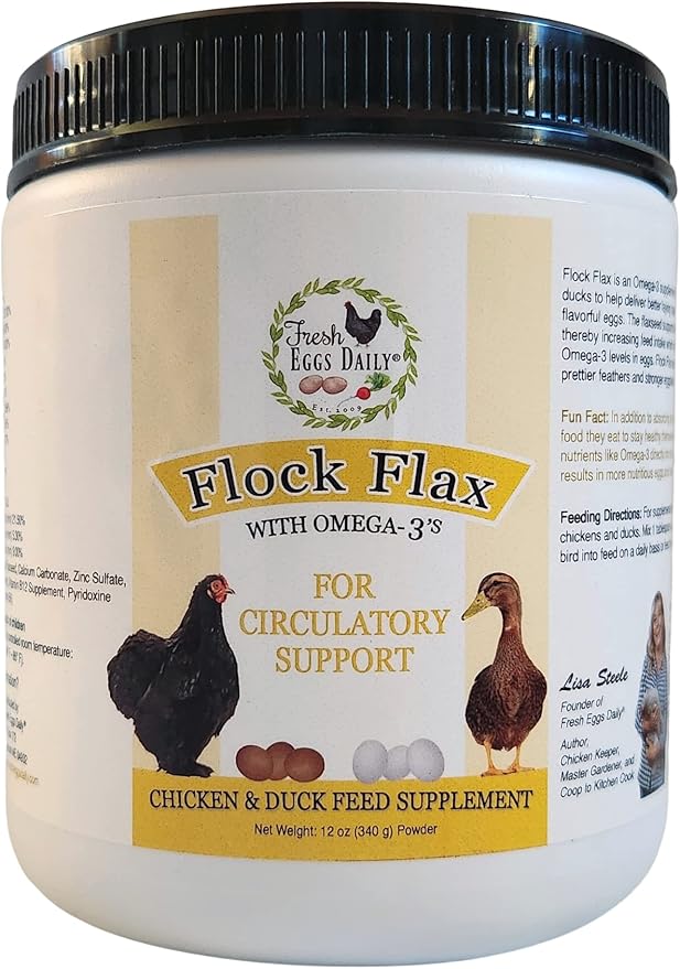 Fresh Eggs Daily Chicken and Duck Natural Feed Supplement Sampler 4-Pack Includes 12 oz. Poultry Probiotics Organic Coop Kelp Brewers Yeast with Garlic Flock Flax
