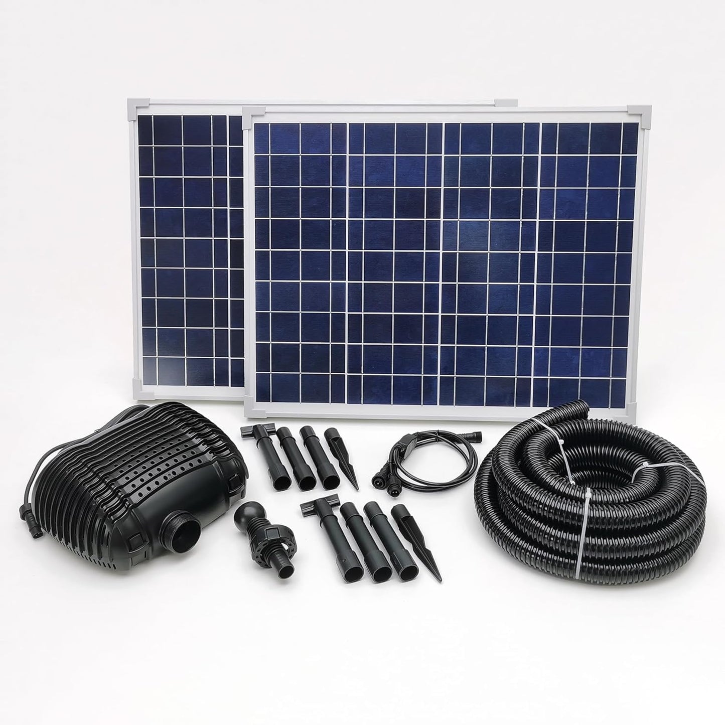 MNP Powerful Submersible Solar Powered Pond Pump Kit with Panels and Hose. No Battery. Advanced design. (100 Watts)