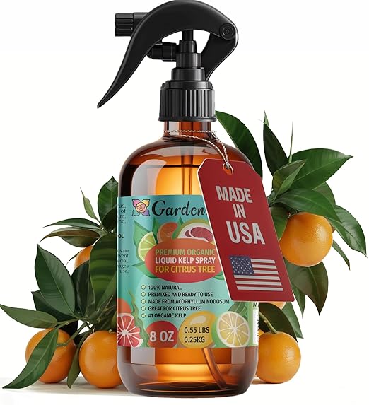 GARDENERA Professional Organic Liquid Kelp Spray for Citrus Trees Plants - 8 oz - Ready-to-Use Fully Organic Seaweed & Kelp Fertilizer Mist