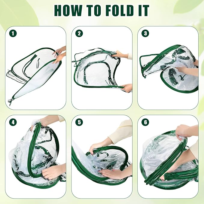 Woanger 4 Pieces Mini Greenhouse Pop up Flower Cover 27 x 27 x 31 in Small Sunshine Room Portable Cold Frost Protector for Indoor Outdoor Backyard PVC Gardening Plant, Individual Package with Tools