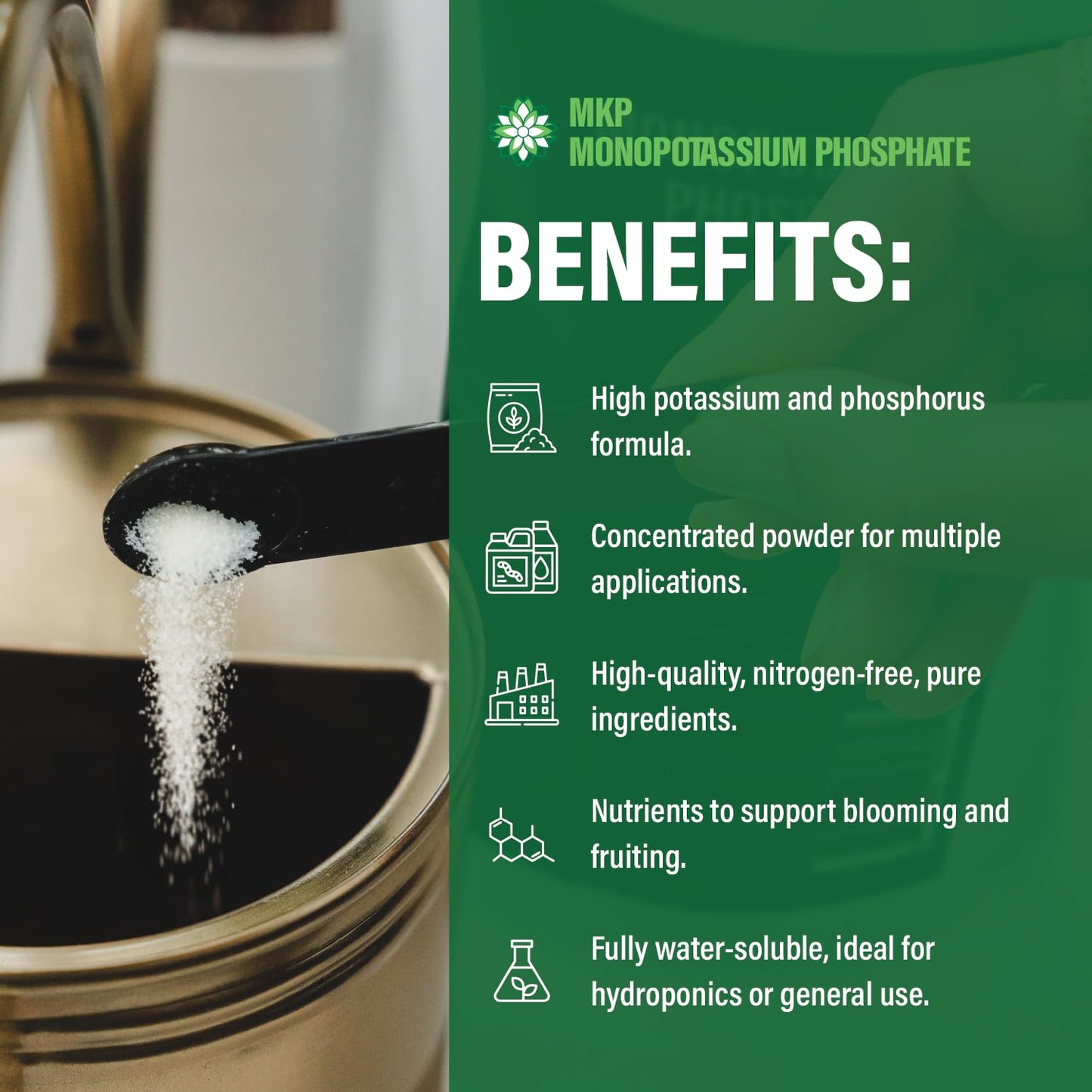 Humboldts Secret Monopotassium Phosphate 0-52-34 | MKP Fertilizer Bloom Booster for Flowers, Fruits & Vegetables | High Purity Water Soluble Phosphorus and Potassium Plant Food | 5 lb