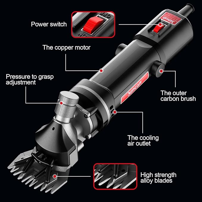 Sheep Clippers Sheep Shears,750W Farm Livestock Grooming Kit for Sheep Equine Goat Pony Cattle and Large Animals (with 2 Blades)
