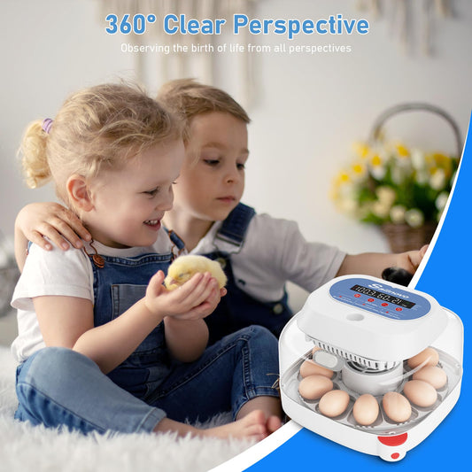 Sailnovo 12 Egg Incubators for Hatching Eggs, Chicken Egg Incubator with Automatic Egg Turning, Temperature Control, Humidity Display and Egg Candler, for Chicken Quail Duck, Fit Classroom, Home, Farm