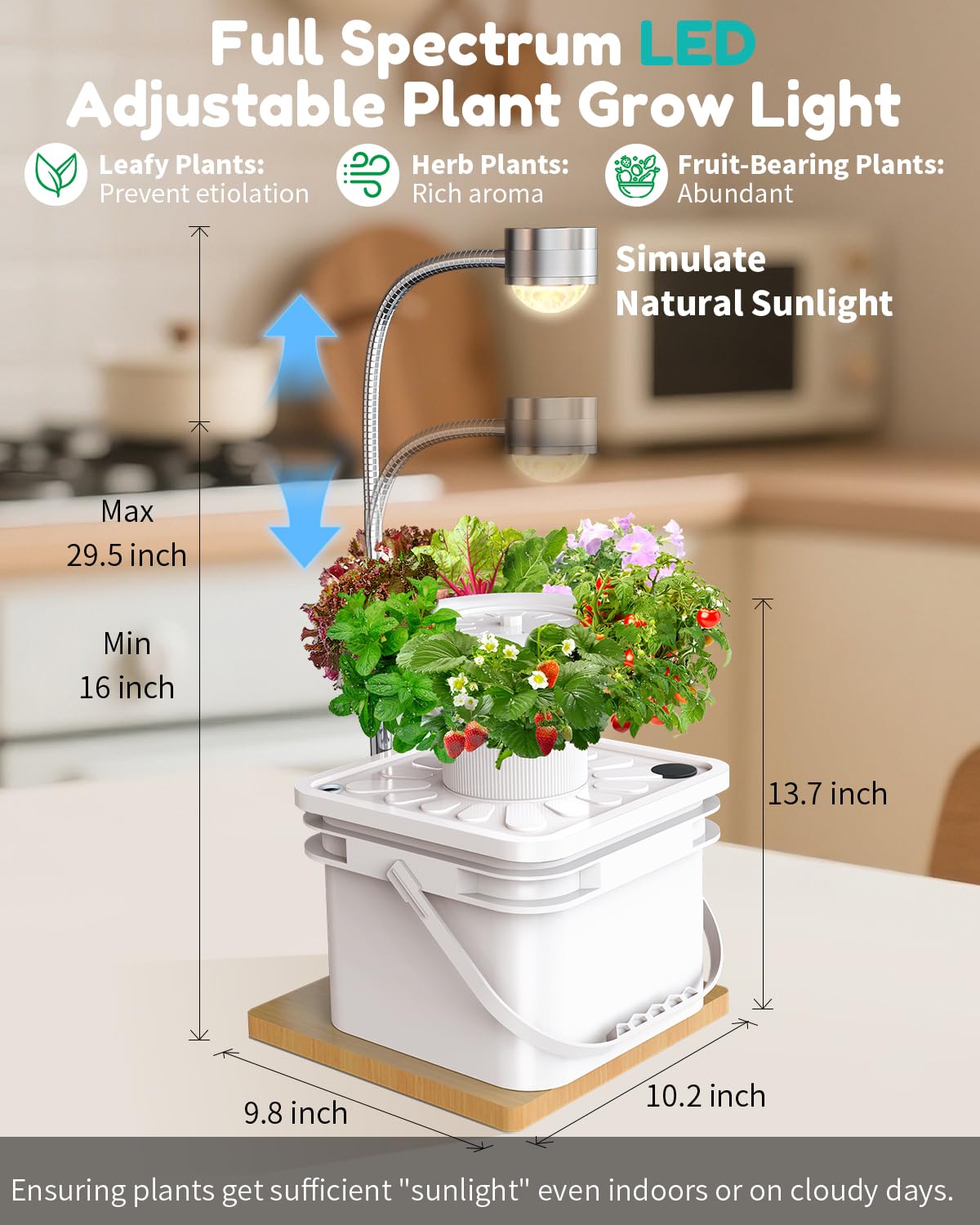 Indoor Herb Garden Growing System Kit with LED Grow Light, Small Hydroponics Tower