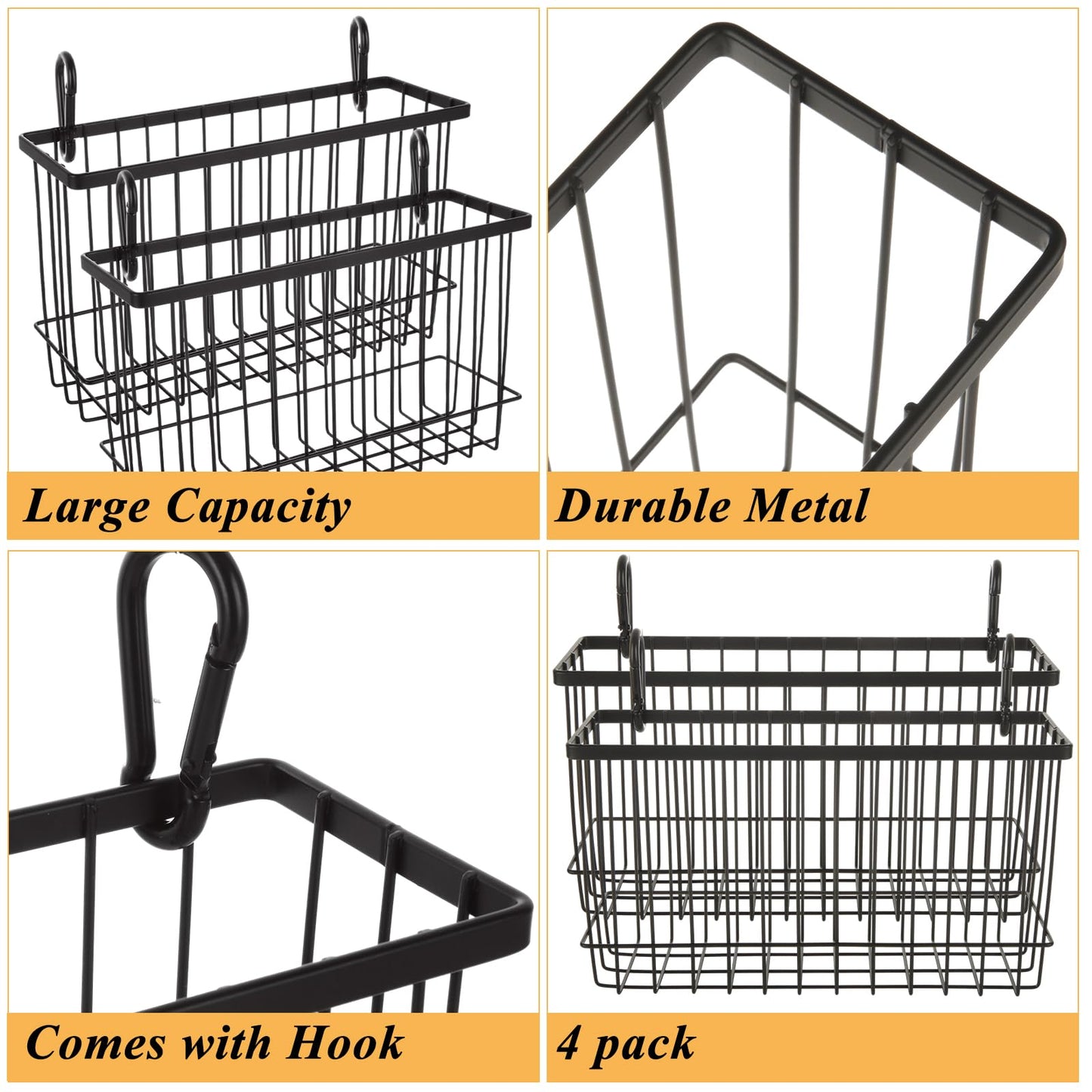 EATHEATY 4 PCS Rabbit Hay Feeder, Metal Frame Guinea Pig Hay Feeder, Large Heavy Duty Bunny Hay Rack with Hook for Guinea Pigs, Chinchillas, Small Animals