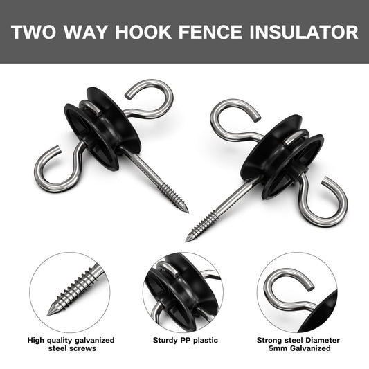 12PCS Electric Fence Gate Kit, 3 Sets Electric Fence Spring Gate Handles Kit, Plastic Electric Fence Gate Handle with Insulators with Spring 16-Feet Tension Spring and Two Way Hook Fence Insulator