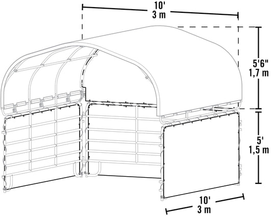 ShelterLogic 10' x 10' Enclosure Kit for Outdoor Corral Shelter Cover (Corral Frame and Panels, Top Cover NOT Included) Green