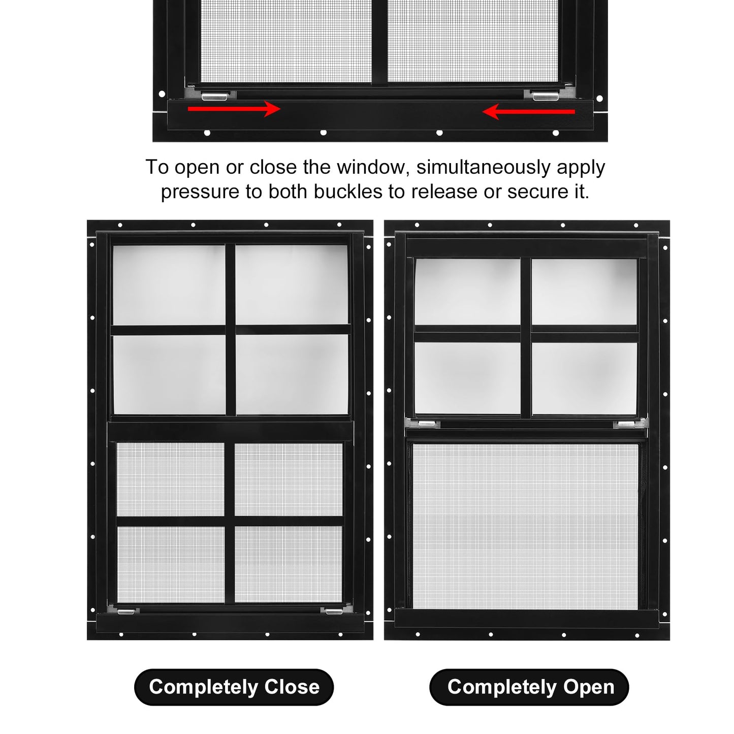 Gaahing 2-Pack 24" x 36" Heavy-Duty Aluminum Shed Windows Kit Flush Mount with Tempered Glass & Fiberglass Screens for Chicken Coops, Barns, Playhouses, Garages