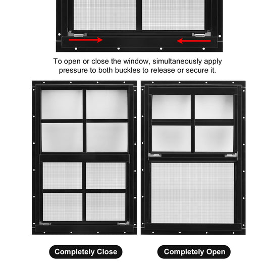 Gaahing 2-Pack 24" x 36" Heavy-Duty Aluminum Shed Windows Kit Flush Mount with Tempered Glass & Fiberglass Screens for Chicken Coops, Barns, Playhouses, Garages