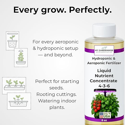 Liquid Plant Food – Hydroponics Nutrients for Indoor House Plants, Tomato, Strawberry, Lucky Bamboo, Lettuce, Vegetable Garden & Herbs – Aero Nutrients Liquid Fertilizer for All Growing Systems (32oz)