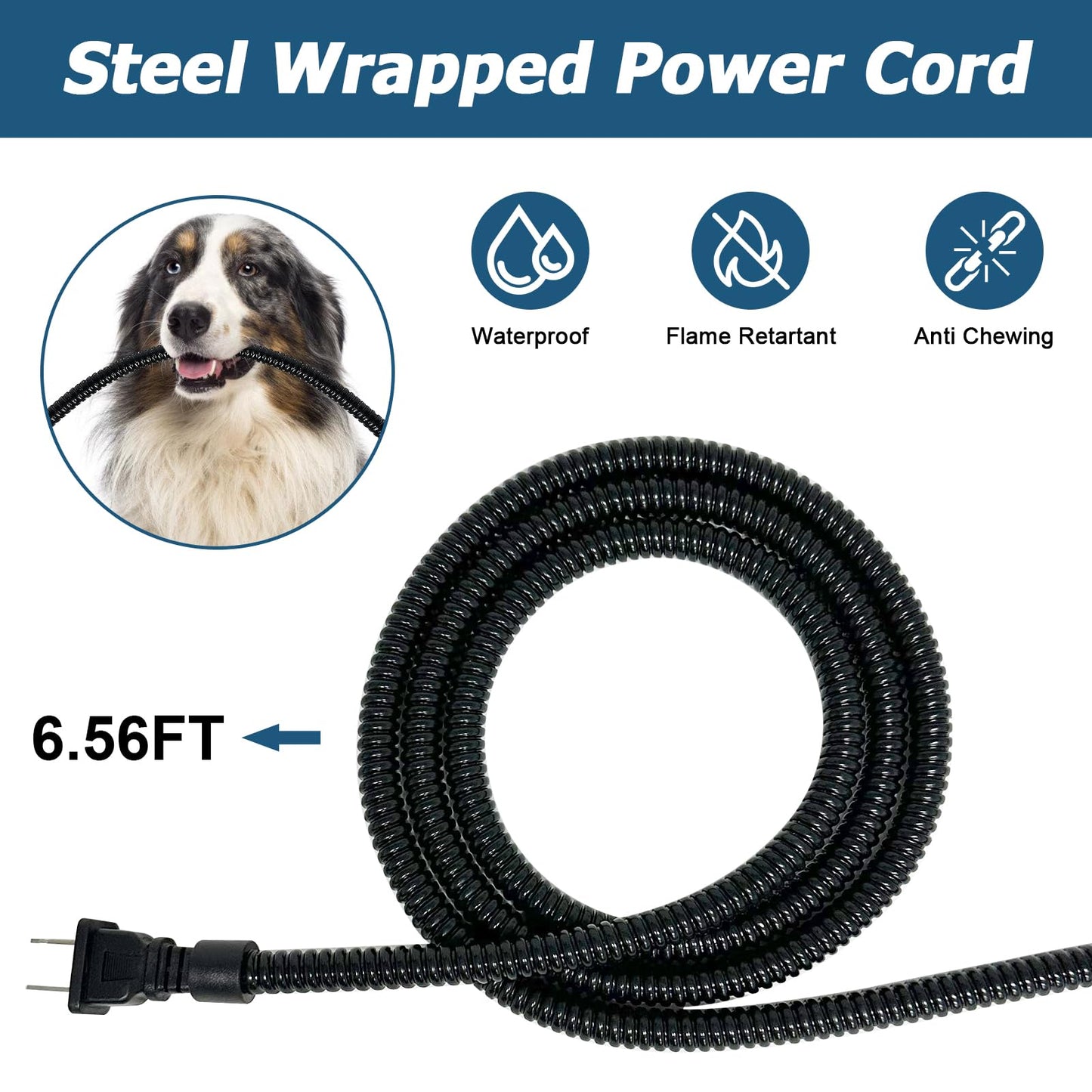 Alpcouts Heated Water Bowl for Outdoor Dog & Cat, Large Heated Dog Bowl Provides Drinkable Water in Winter, Outside Heated Pet Bowl with 78.7in Anti Chew Cord for Dogs Cat Bird Chicken Duck,108 OZ/30W
