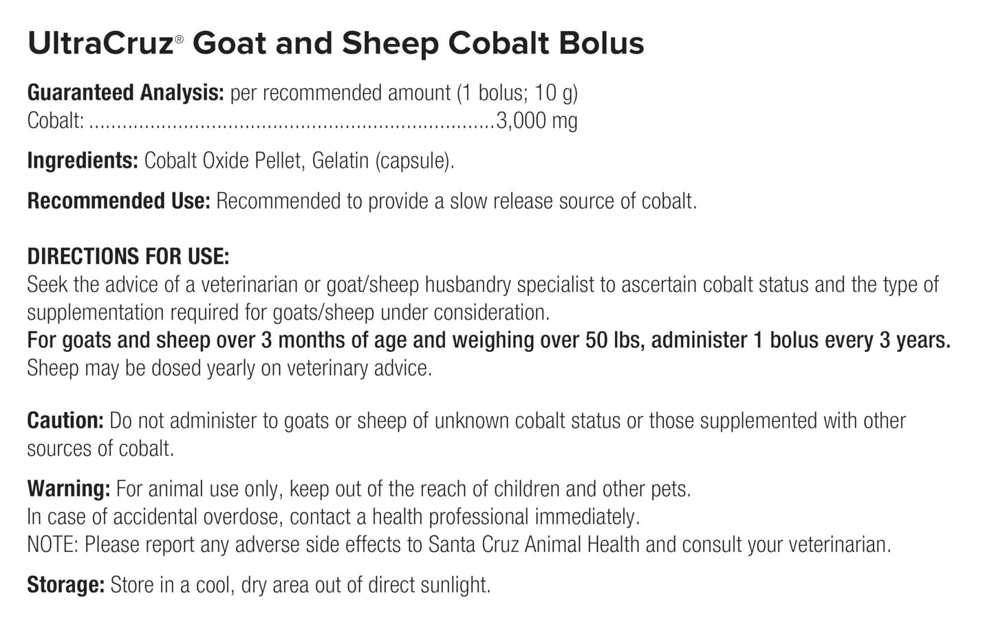 UltraCruz sc-394536 Goat and Sheep Cobalt Bolus Supplement, 100 Count x 10 Grams