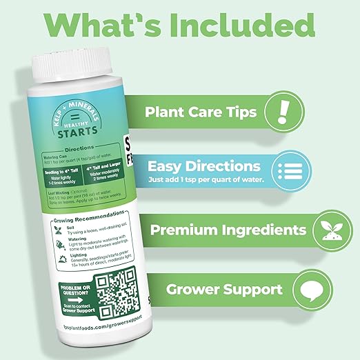 TPS NUTRIENTS Starter Plant Fertilizer, Gentle Complete Formula Plus Micronutrients for Starts and Transplants, Liquid Plant Food 8 oz (250mL)