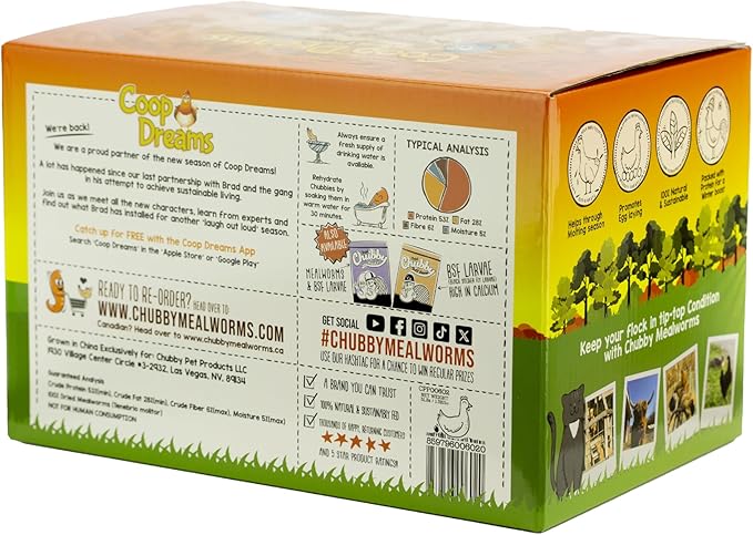 Chubby Dried Mealworms 3Lb Premium Non-GMO Dried Mealworms for Chickens High Protein Chicken Feed Meal Worms for Wild Birds