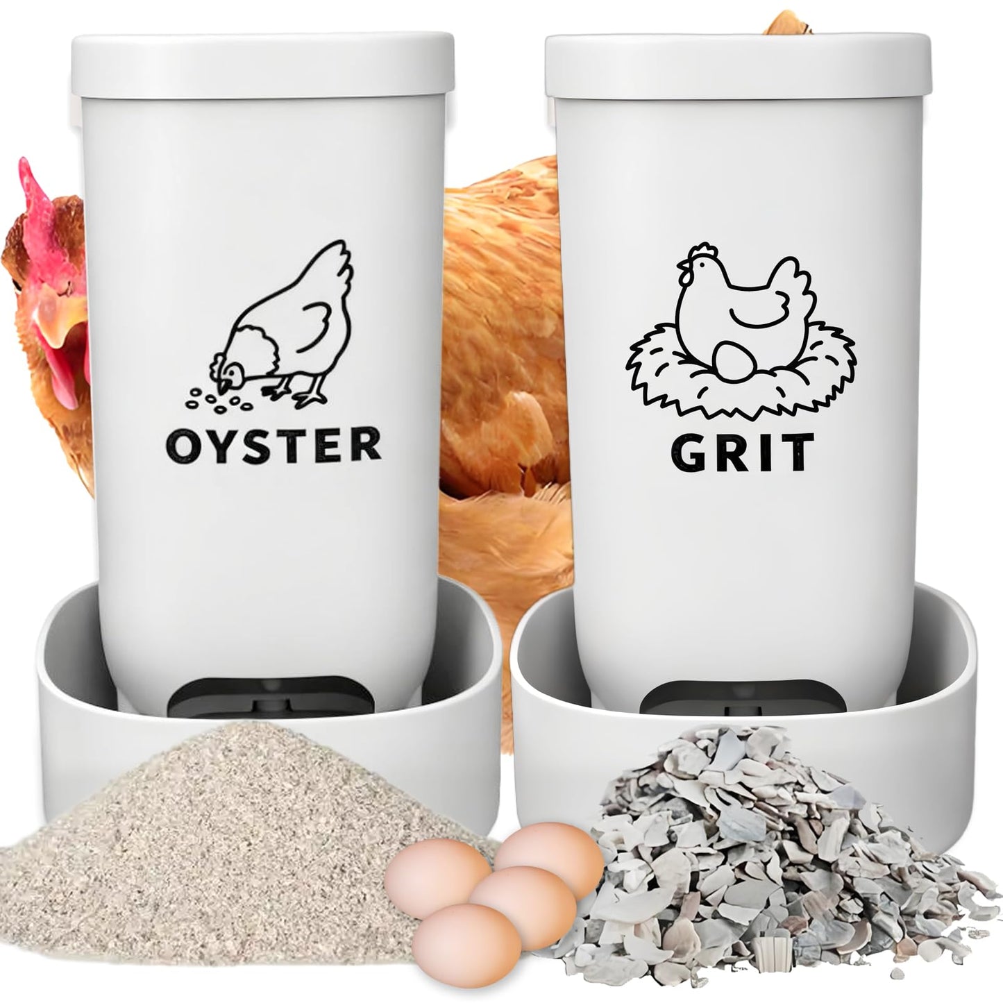 Chicken Oyster Shell Feeder and Grit Feeder Crushed Eggshells Chicken Feeder Chicken coop Accessories Automatic Chicken Feeder