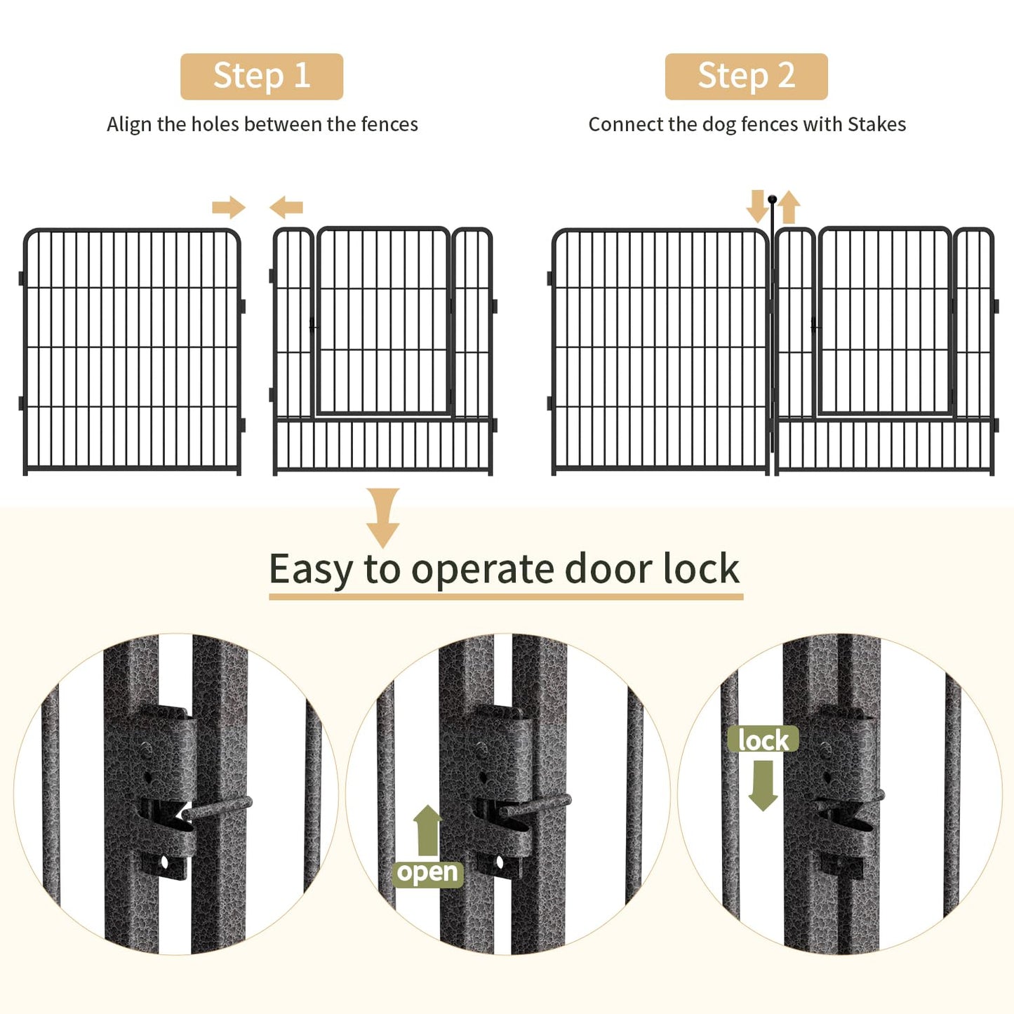 Dog Playpen,32/40/45 Inch Height in Heavy Duty, Folding Indoor Outdoor Anti-Rust Dog Exercise Fence, Portable Pet Playpen with Door for Large Medium Small Dogs and Pet (16 Panels, 32 Inch) Silver