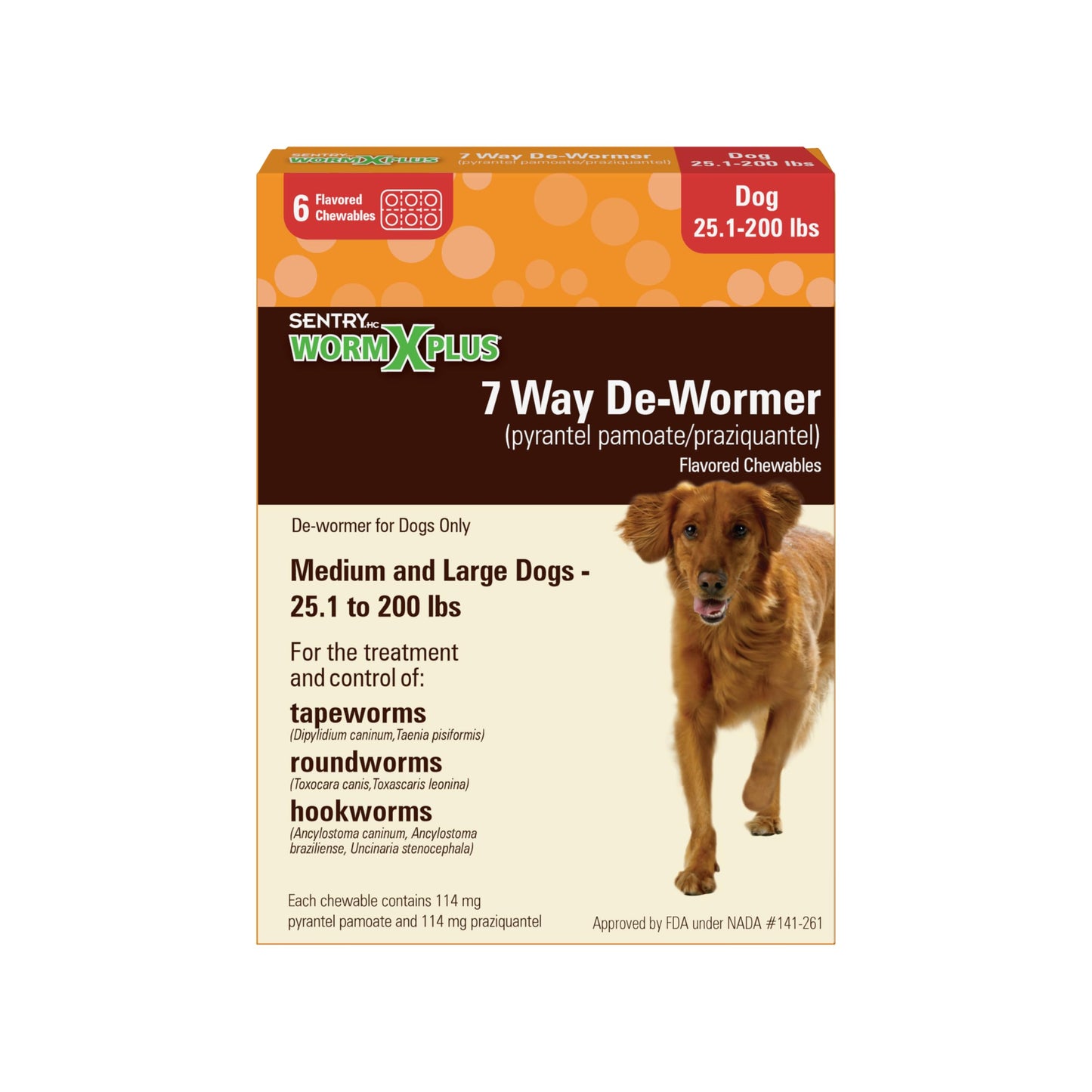 SENTRY PET Care SENTRY Worm X Plus 7 Way DeWormer Large Dogs (6 Count) Package May Vary