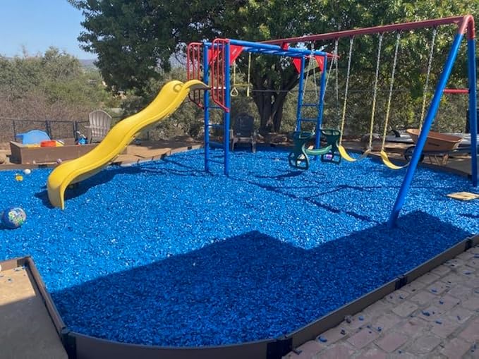 100% Wire-Free Rubber Mulch – Blue, 20 lb (0.8 cu ft) | Long-Lasting, Low Maintenance, Safe for Kids & Pets – Landscaping & Playground Ground Cover
