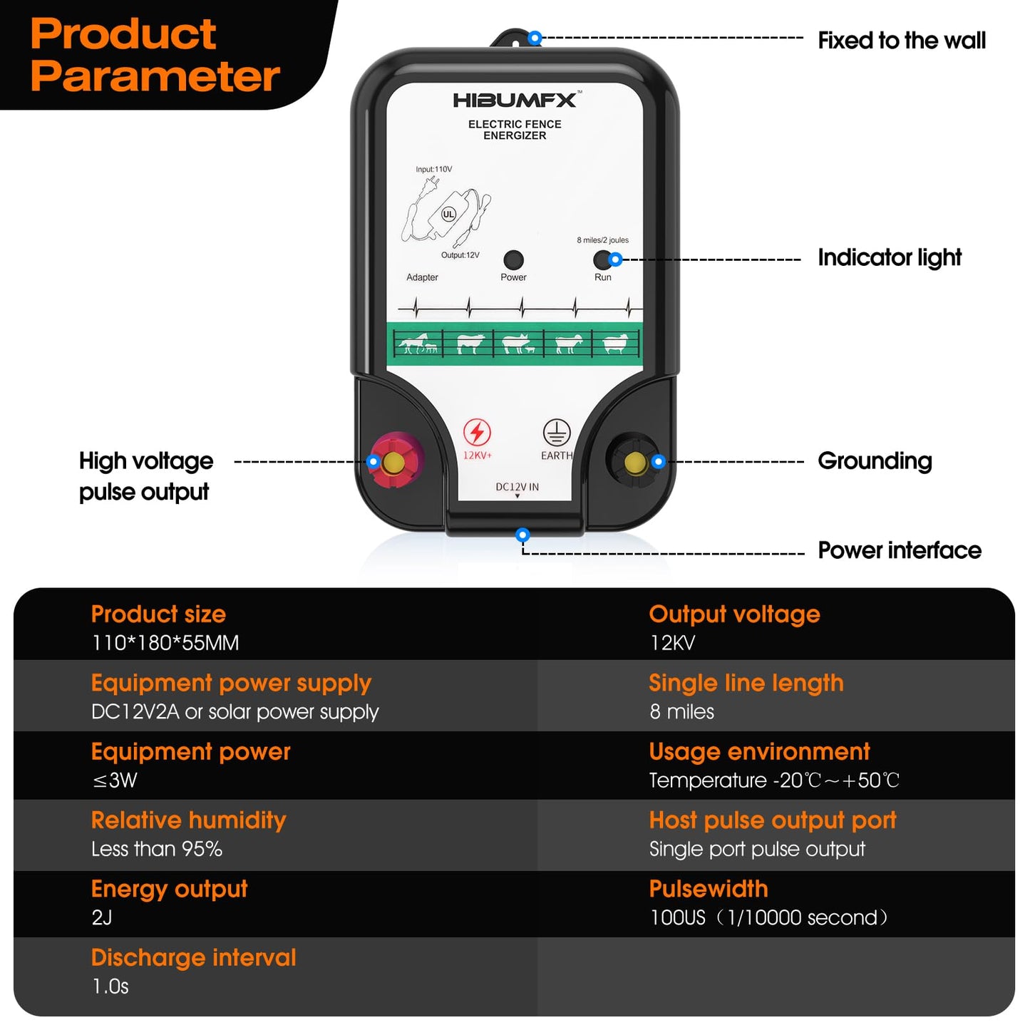 Fence Charger, Electric Fence Energizer Fencing System for Containing Dogs, Livestock and Preventing Wild Animals Intruding