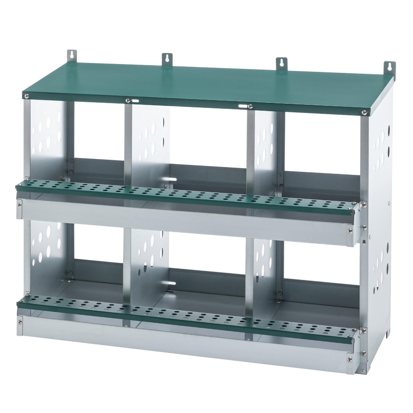 YOPTO Chicken Nesting Boxes,6 Compartment Nesting Box for Laying Eggs,Heavy Duty Metal Nest Box with Hanging Mounting Holes,Roll Away Chicken Laying Boxes for Chickens,Poultry,Hens to Collect Eggs