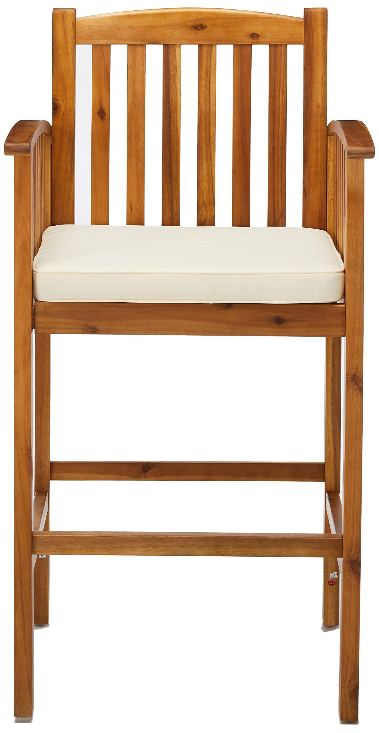 Christopher Knight Home Grace Outdoor Acacia Barstools, Natural Finish and Cream (Set of 2)
