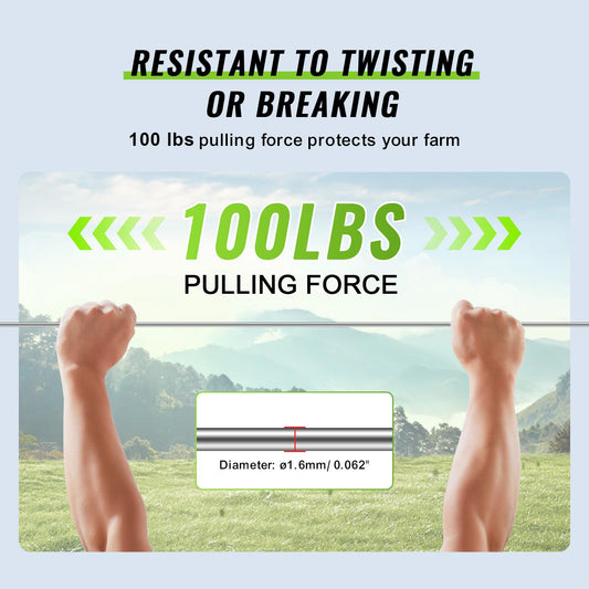 VEVOR 16 Gauge Aluminum Wire for Electric Fencing, 1640Ft 500M Electric Fence Wire, Portable Fencing Wire, 1.6mm Diameter Aluminum Alloy for Higher Conductivity and Rust Resistance, for Horse, Cattle,
